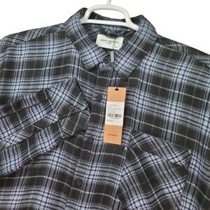 Saint Morta Heron‎ Flannel Mens 2XL Blue Black Plaid Long Sleeve Button Up Shirt